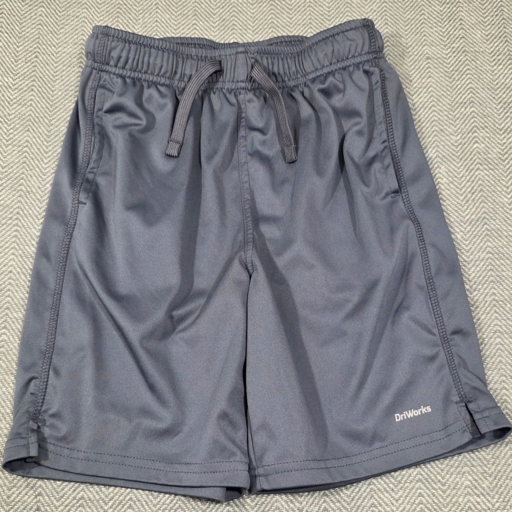 Athletic Works Boys Gray DriWorks Active Shorts L 10-12 Drawstring Gym Sporty